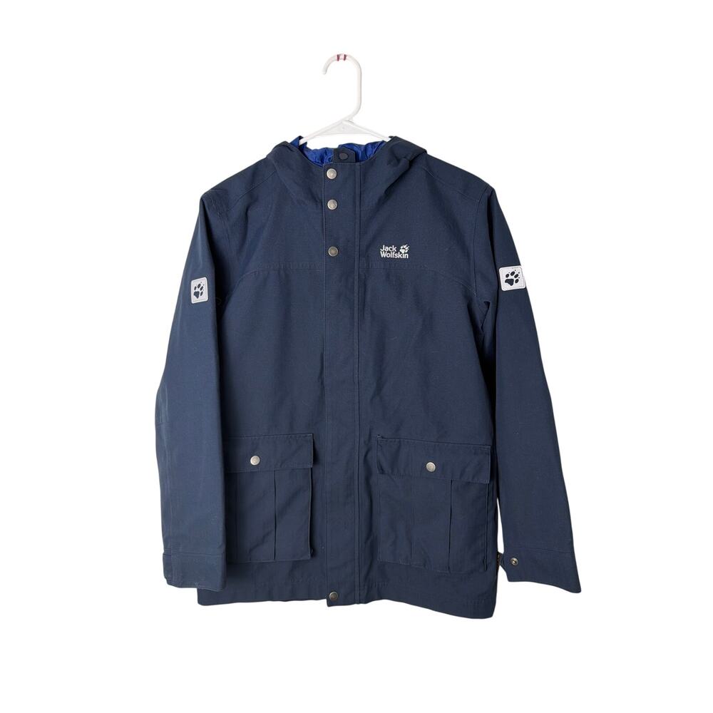Jack Wolfskin Kids At Home Outdoors Rain Jacket Blue  boys 10-12